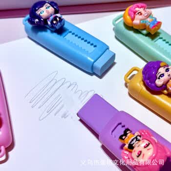 何佳功新款KPOP猎魔女团推拉橡皮铅笔无屑可爱学生文具小礼品 随机2个7227系列猎魔女团推拉橡皮擦